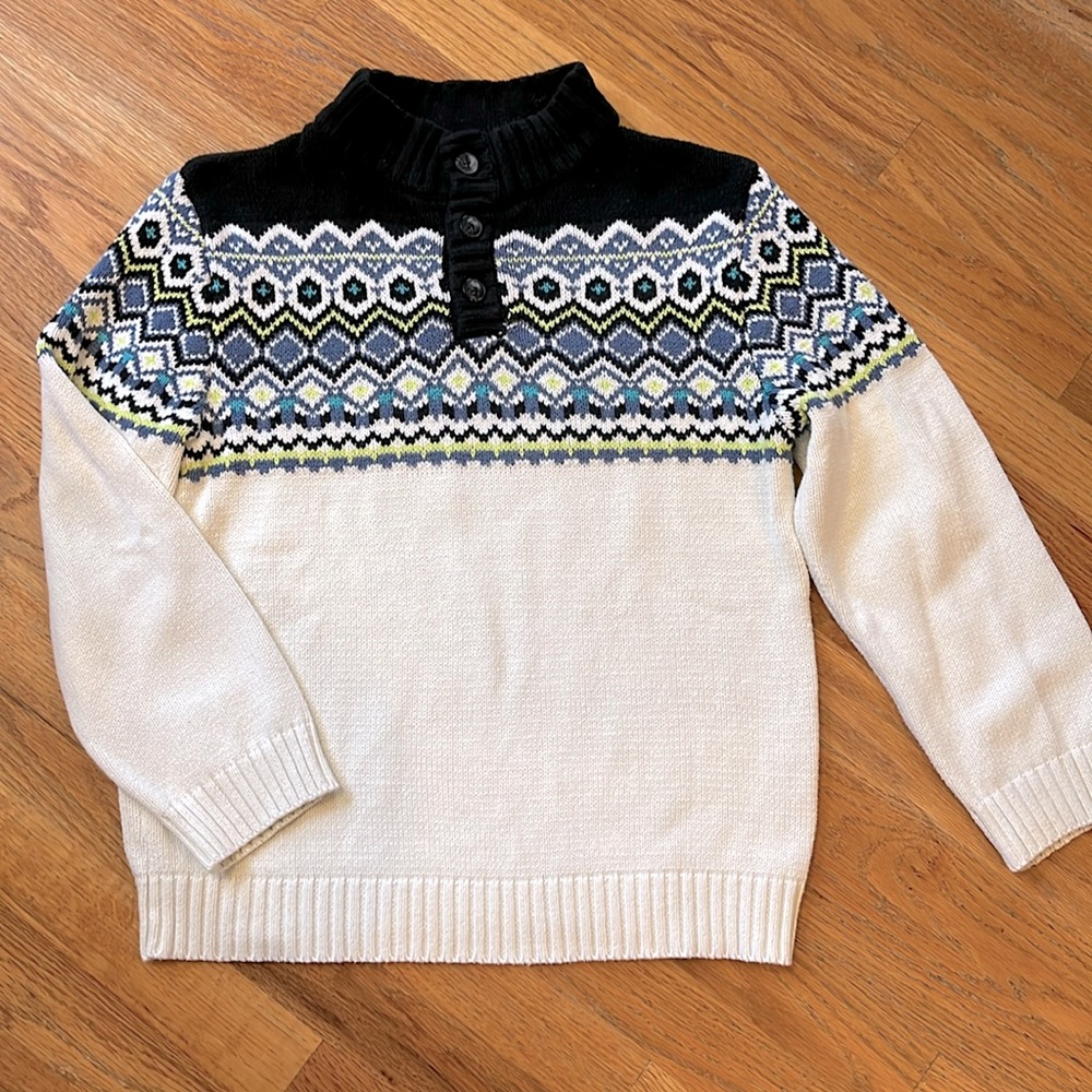 Gymboree Fair-isle Sweater in cream/navy.